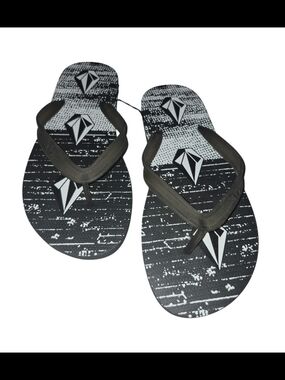 Volcom Men’s Black & White Graphic Flip Flops